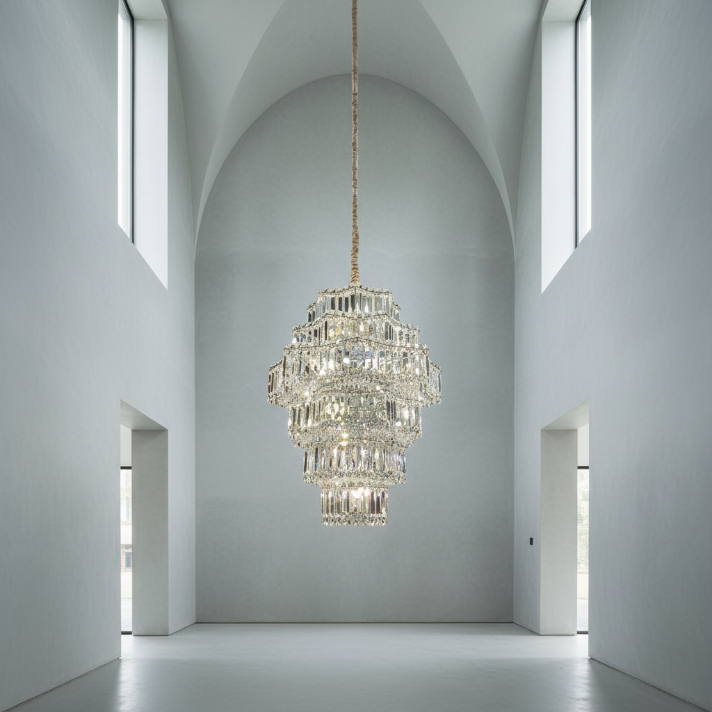 Riviko Grand Plaza Multi-Tier Crystal Chandelier - Background Shot