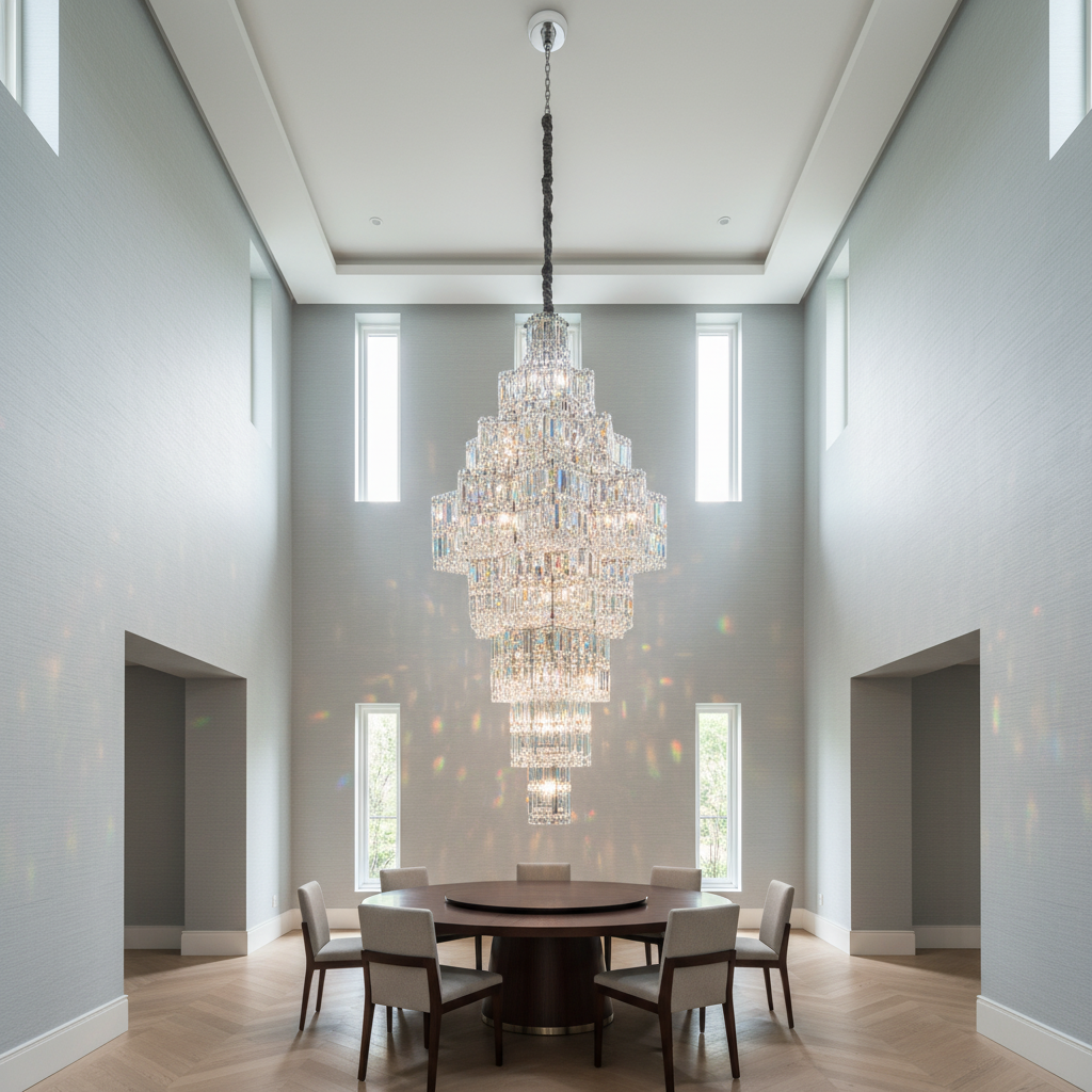Riviko Grand Plaza Multi-Tier Crystal Chandelier - Background Shot