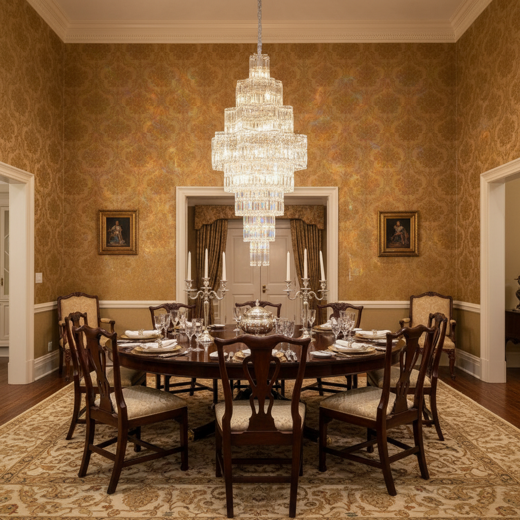 Riviko Grand Plaza Multi-Tier Crystal Chandelier - formal American dining room