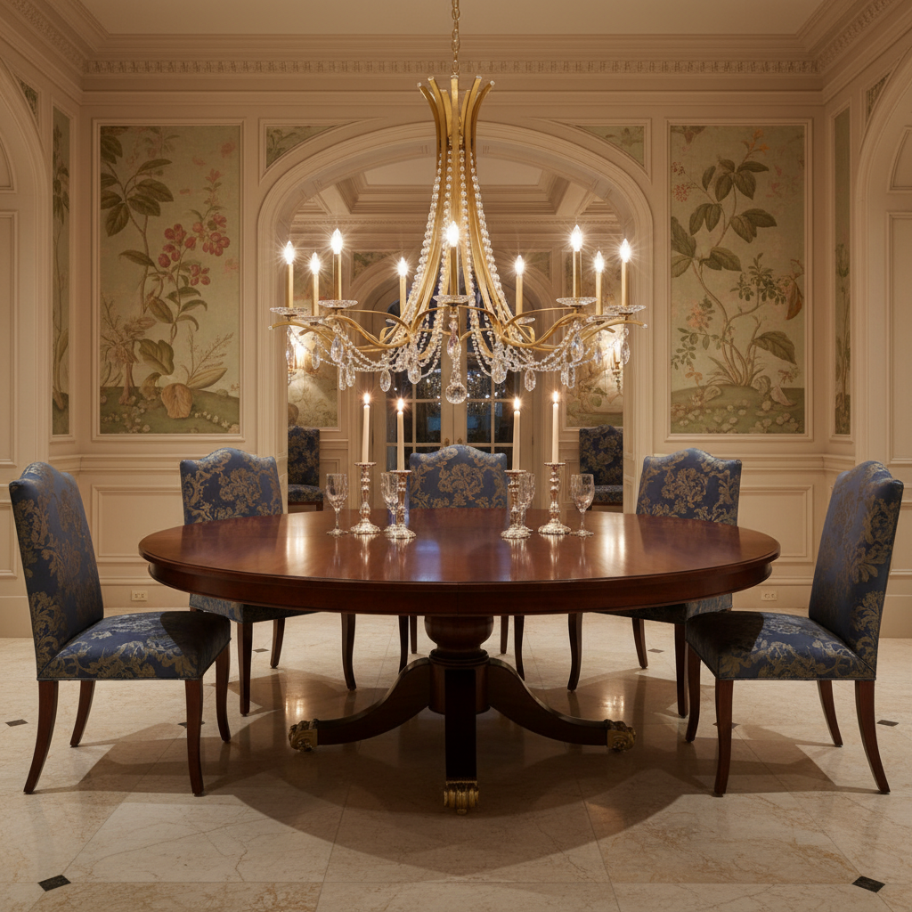 Riviko Veridian Bloom Round Chandelier - formal American dining room
