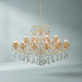 Riviko Regal Bloom Gold Crystal Chandelier - Background Shot