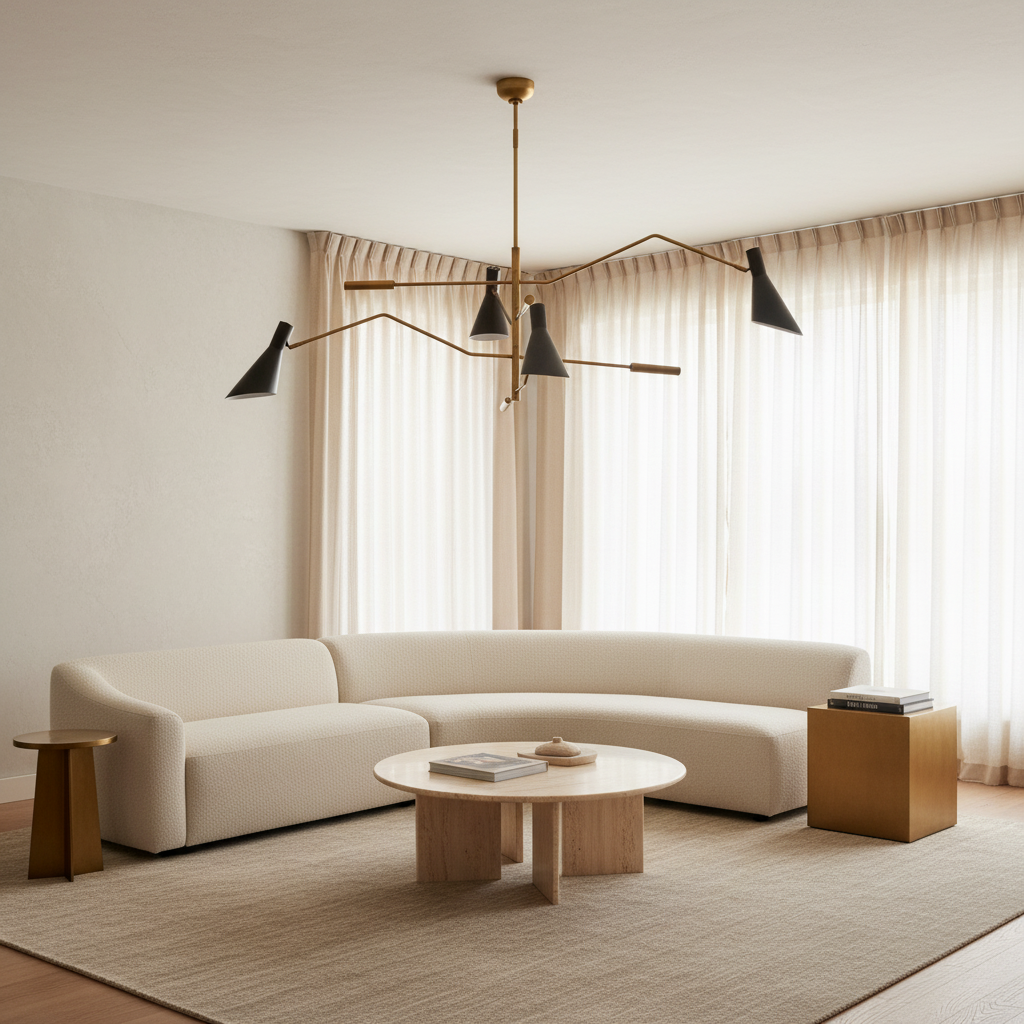 Riviko Sculptural Beam Modern Chandelier - sophisticated American living room