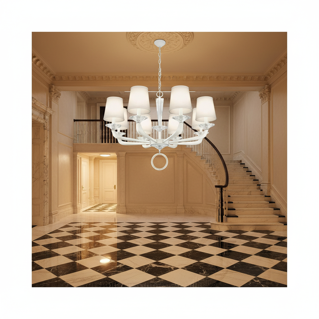 Riviko Grand Lumina Cast Arm Chandelier - grand American estate foyer