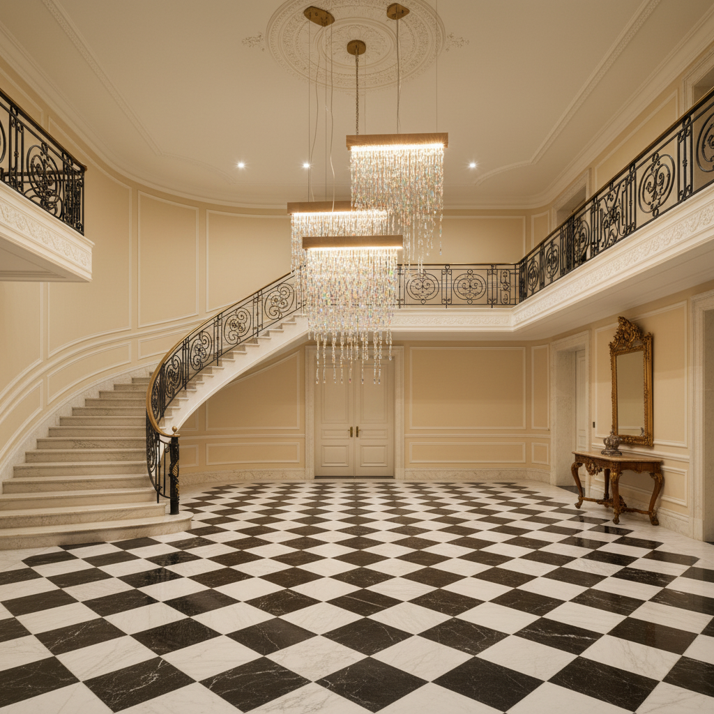 Riviko Radiant Cascade Tassel Chandelier - grand American estate foyer
