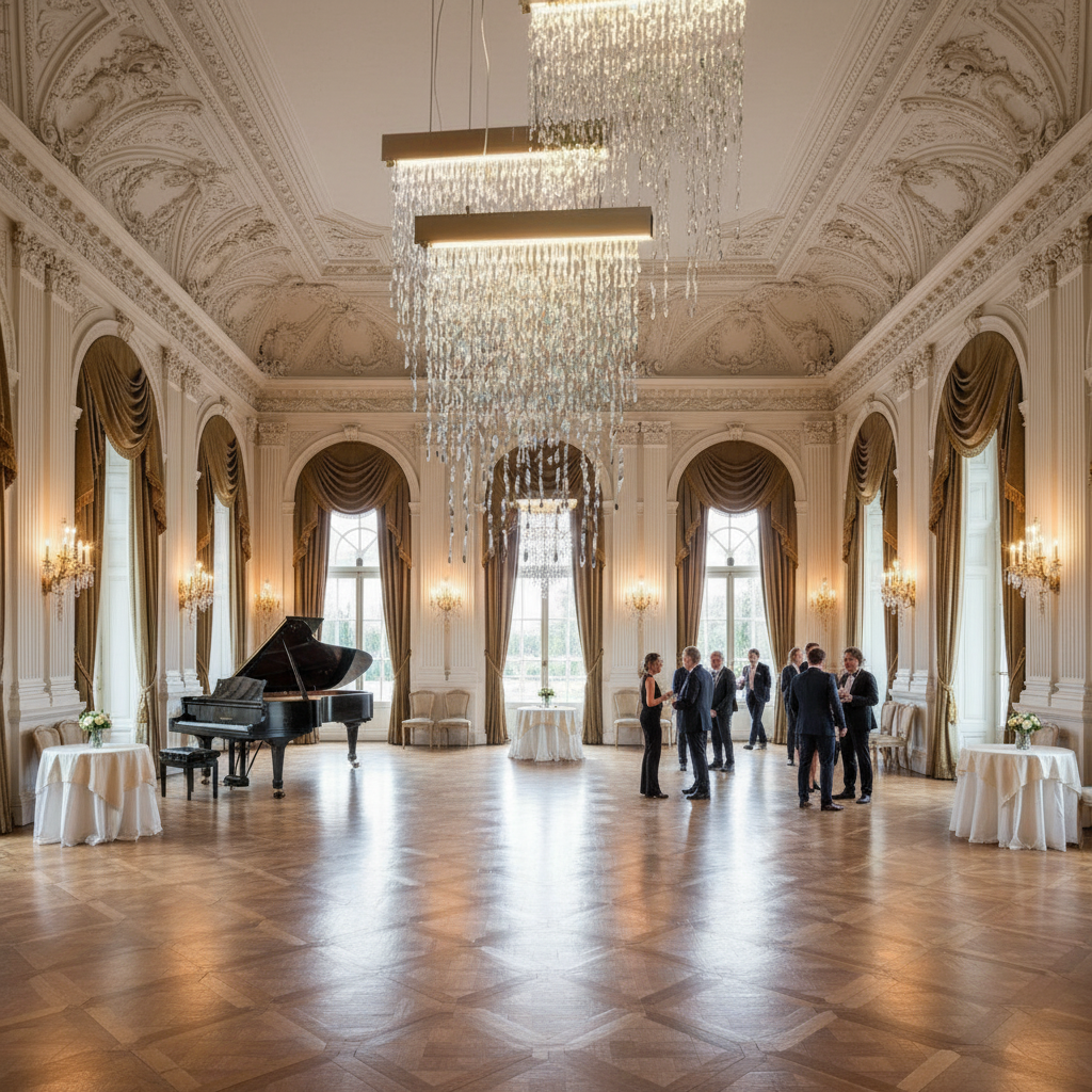 Riviko Radiant Cascade Tassel Chandelier - American ballroom or formal entertaining space