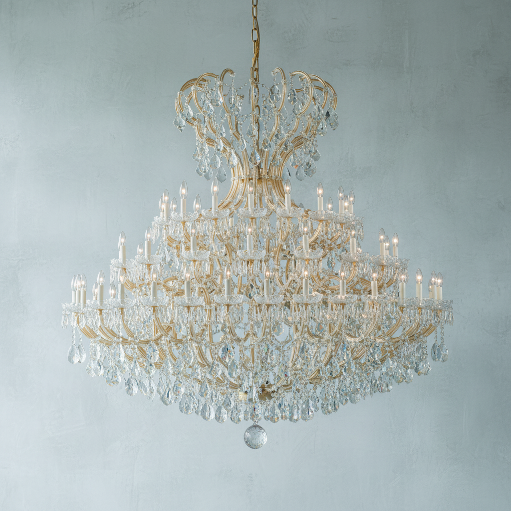Riviko Grand Empire Crystal Candle Branch Chandelier - Background Shot