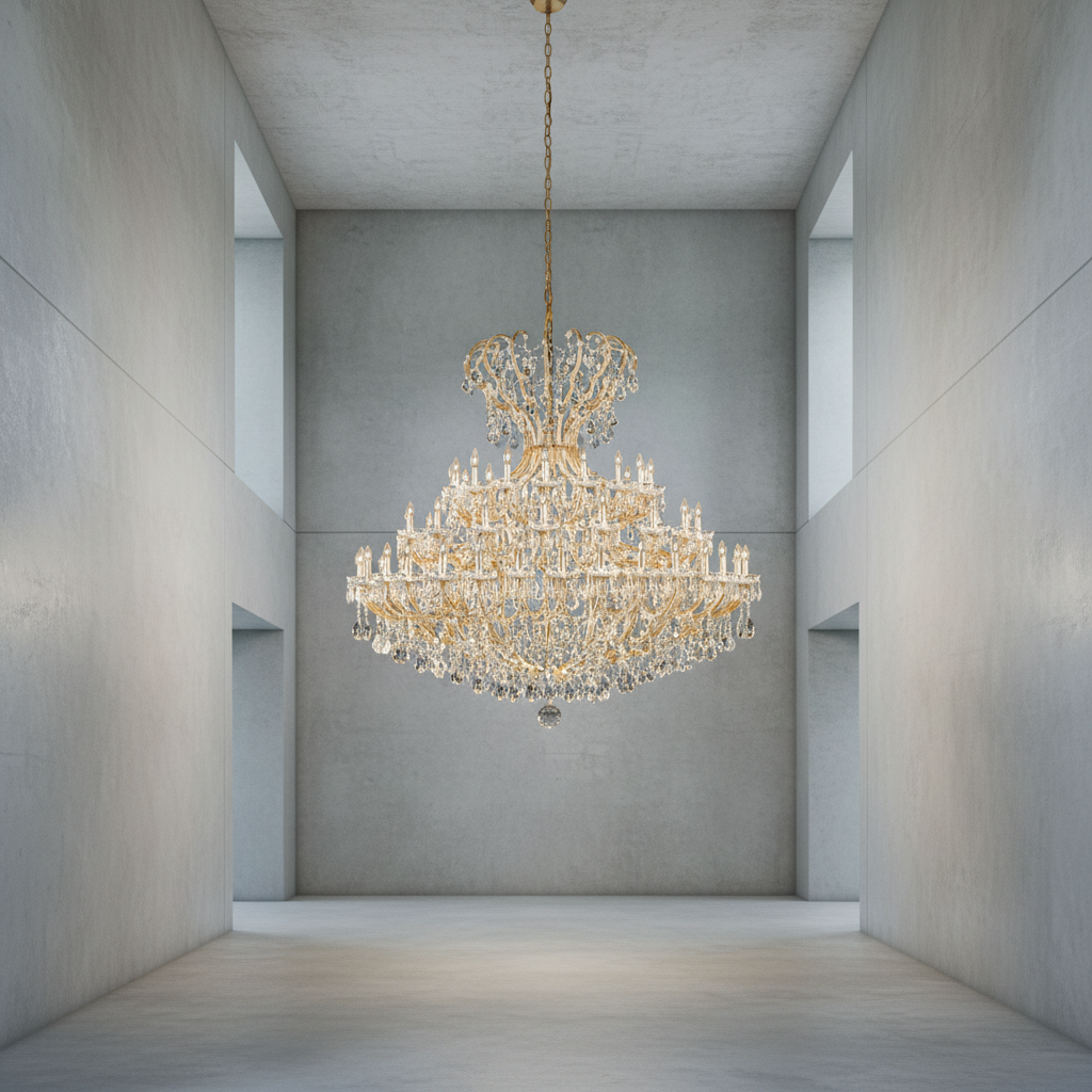 Riviko Grand Empire Crystal Candle Branch Chandelier - Background Shot