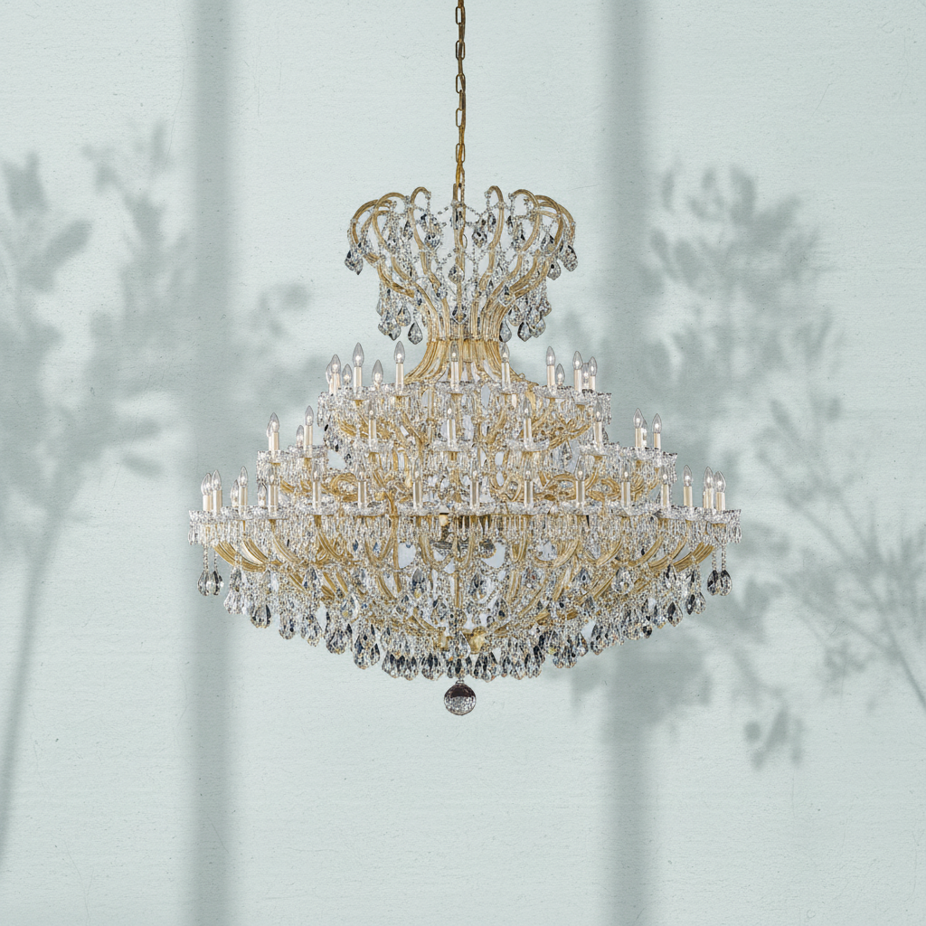 Riviko Grand Empire Crystal Candle Branch Chandelier - Background Shot
