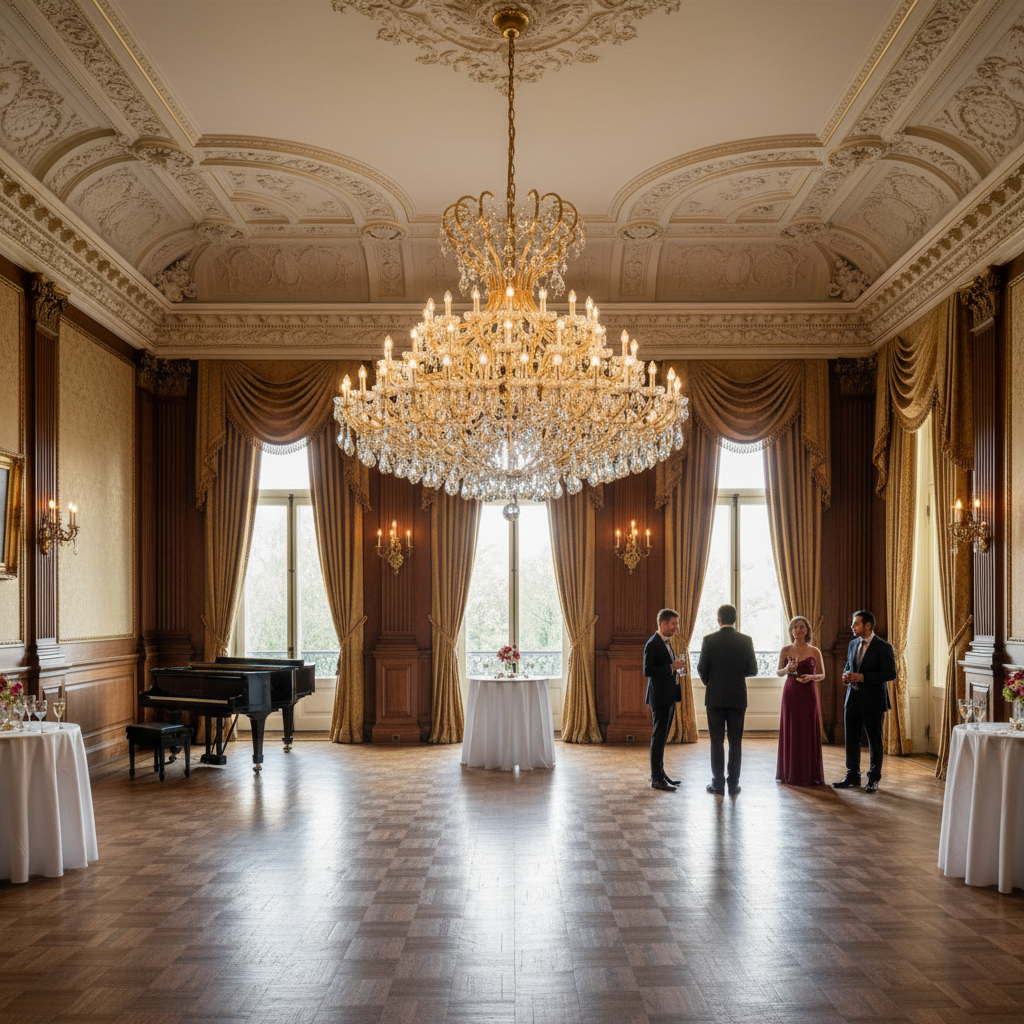 Riviko Grand Empire Crystal Candle Branch Chandelier - American ballroom or formal entertaining space