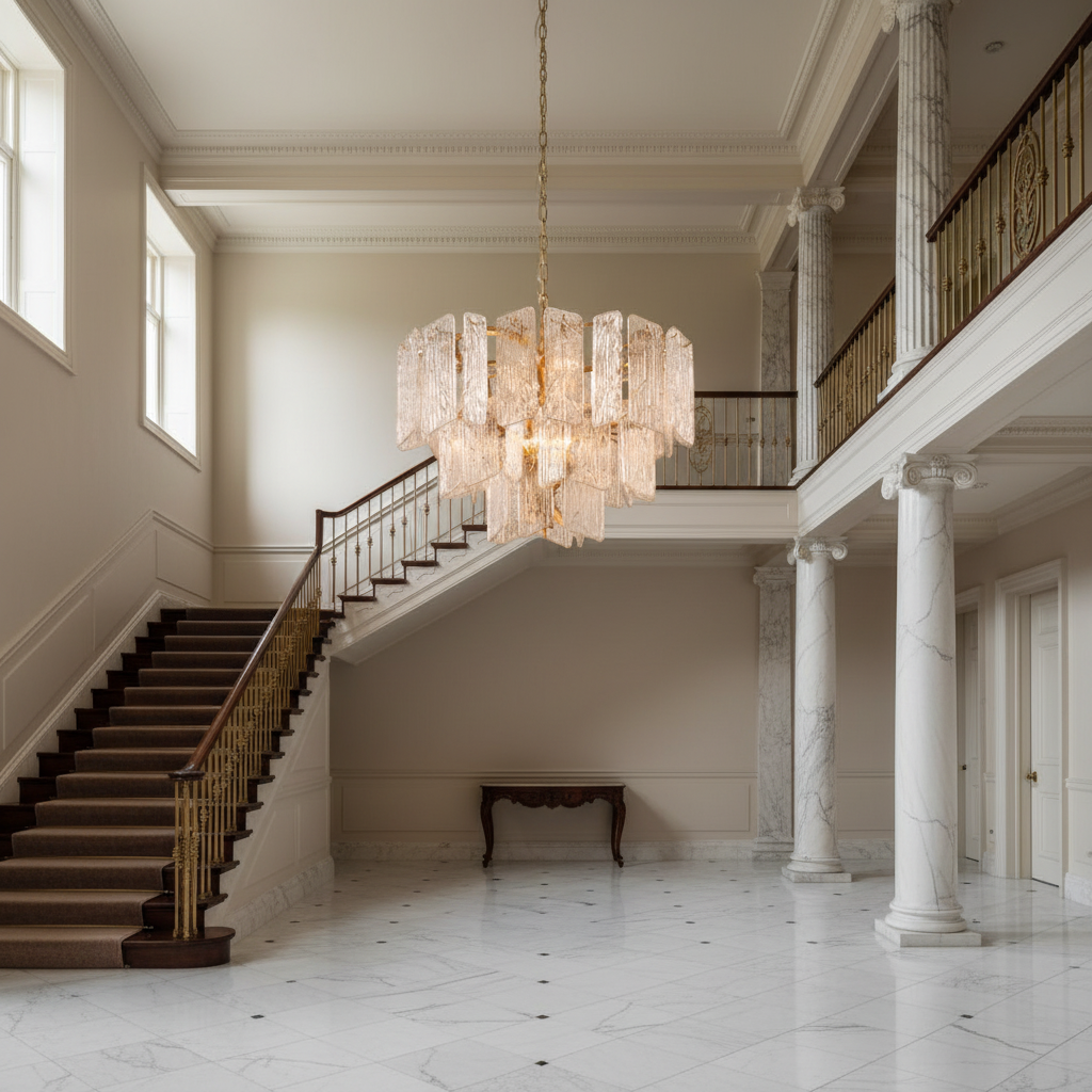 Riviko Regal Radiance Tiered Chandelier - American estate entrance hall