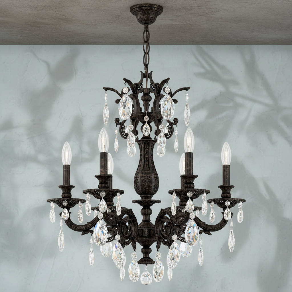 Riviko Regal Grandeur 6-Light Chandelier 24" - Background Shot