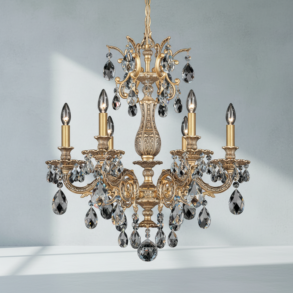 Riviko Regal Grandeur 6-Light Chandelier 24" - Background Shot