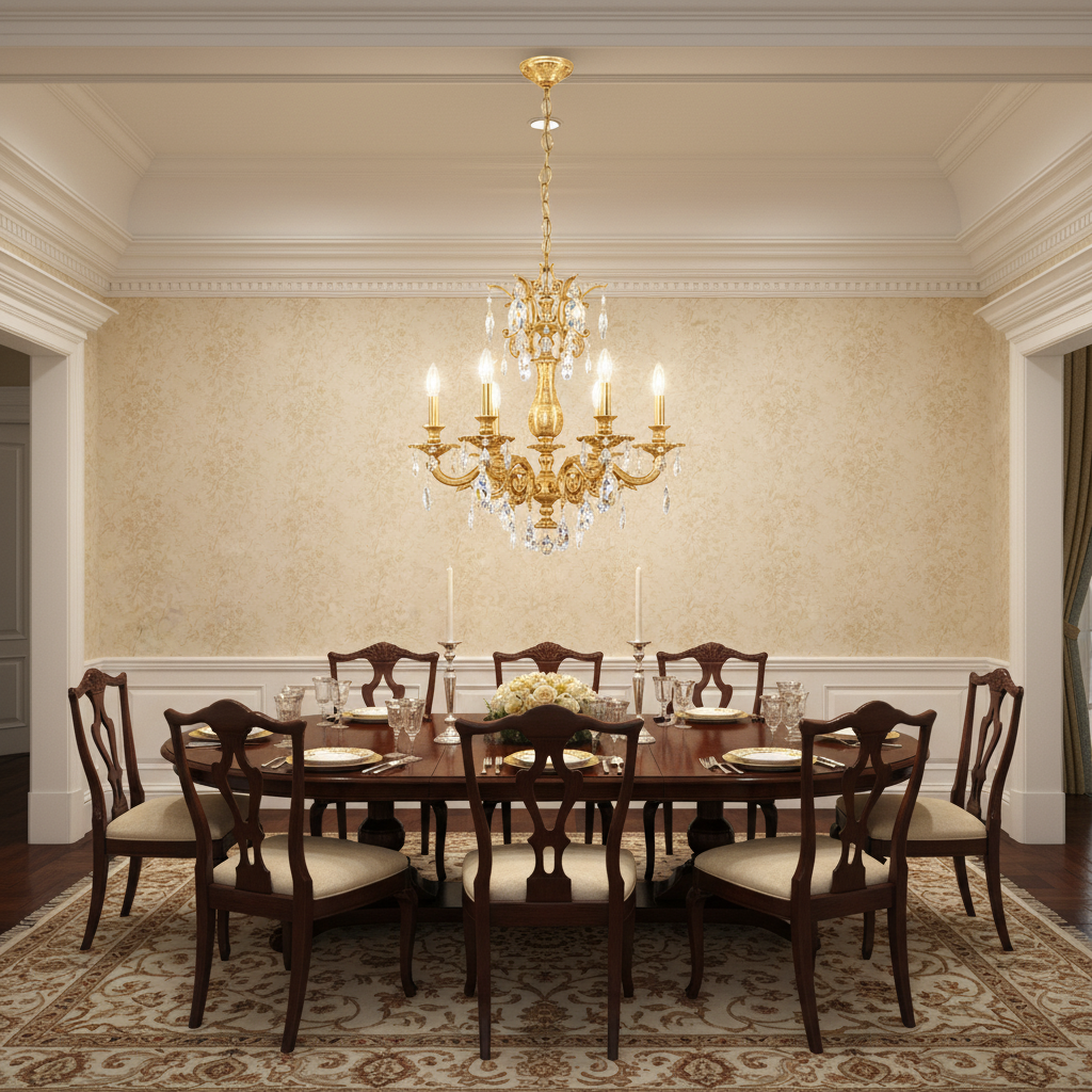Riviko Regal Grandeur 6-Light Chandelier 24" - formal American dining room
