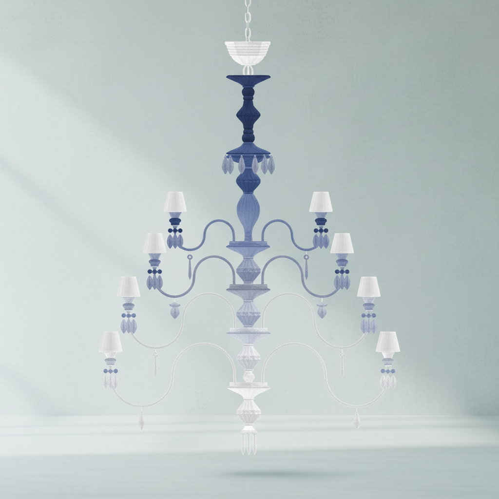 Riviko Midnight Bloom Porcelain Chandelier - Background Shot