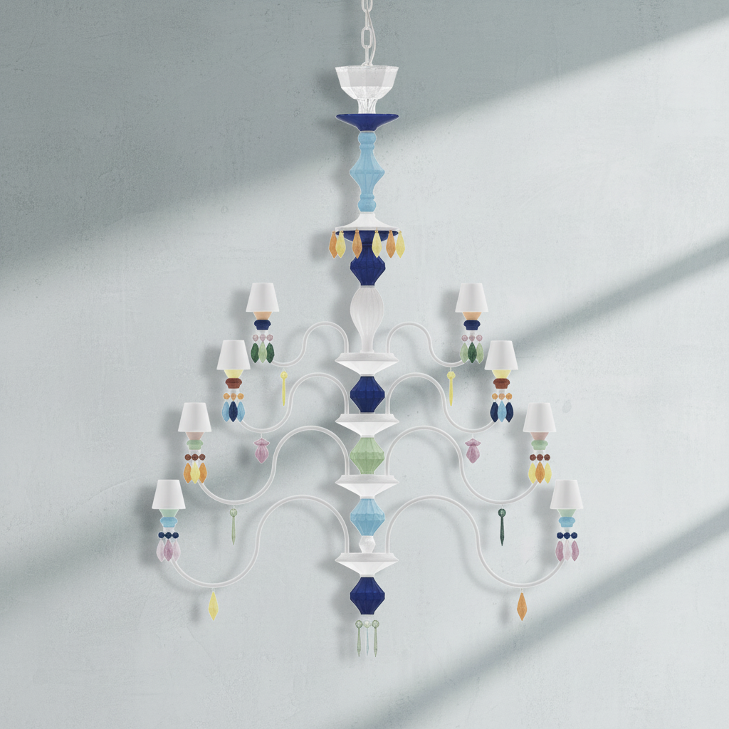 Riviko Midnight Bloom Porcelain Chandelier - Background Shot