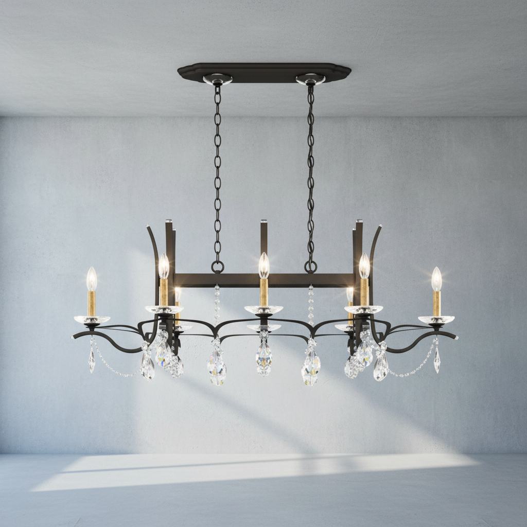 Riviko Veridian Bloom Long Chandelier - Background Shot