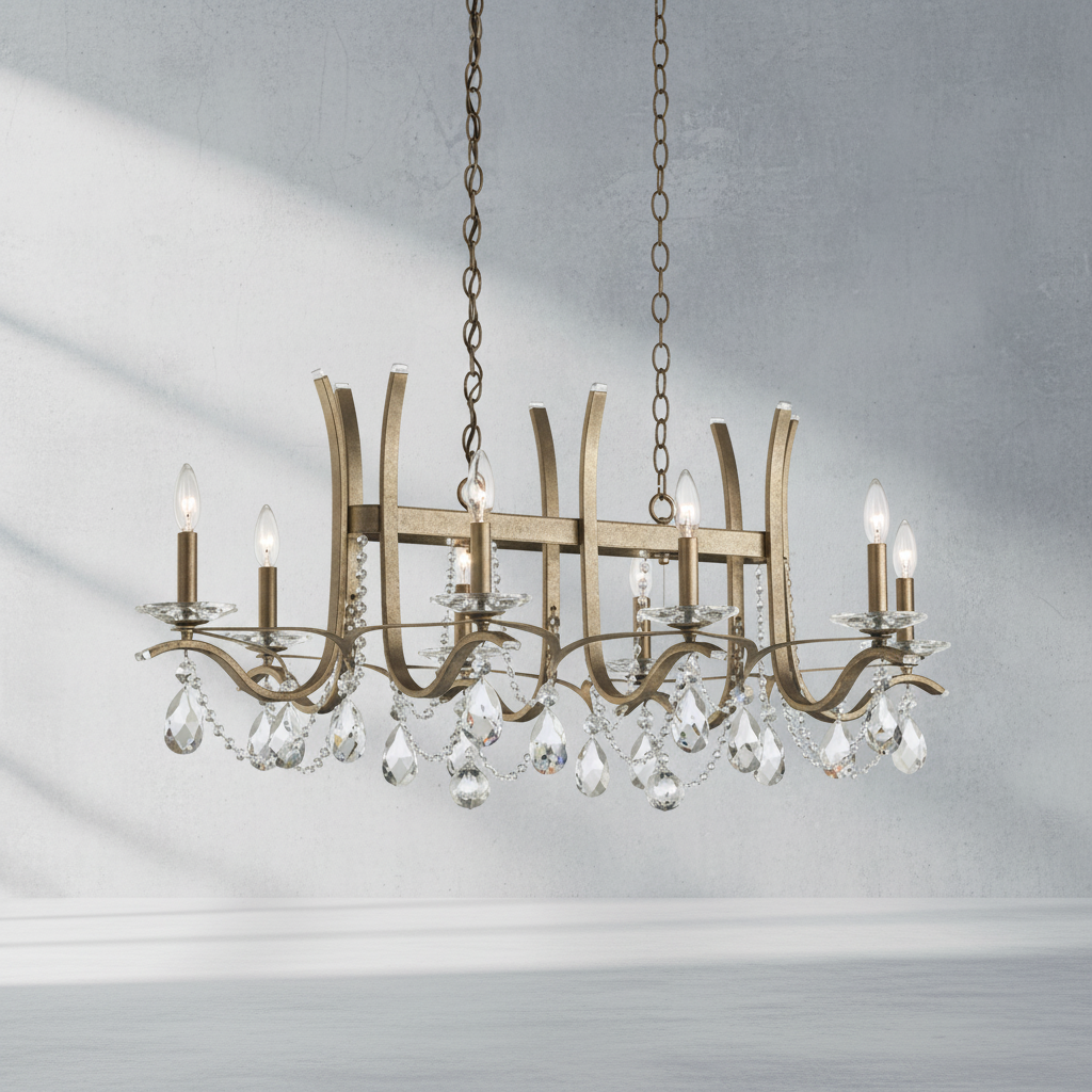 Riviko Veridian Bloom Long Chandelier - Background Shot