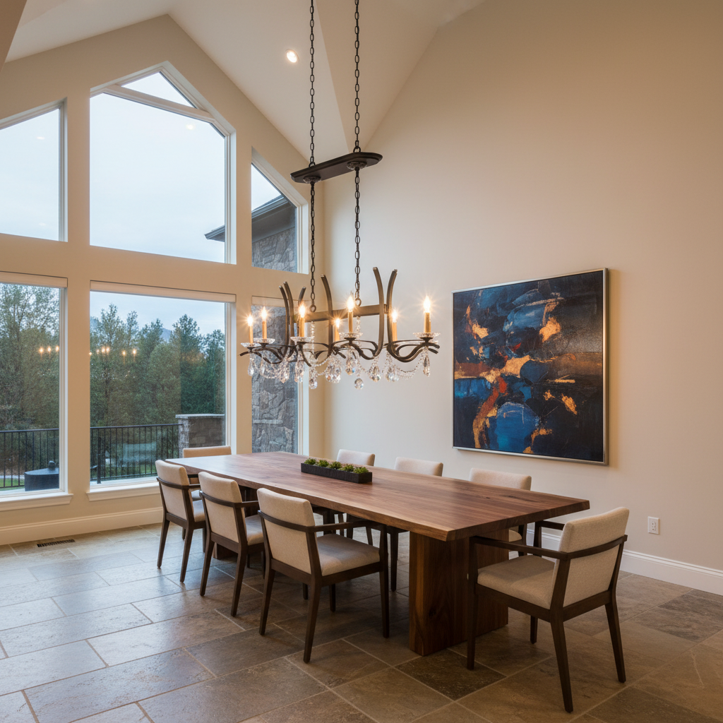 Riviko Veridian Bloom Long Chandelier - American great room dining area