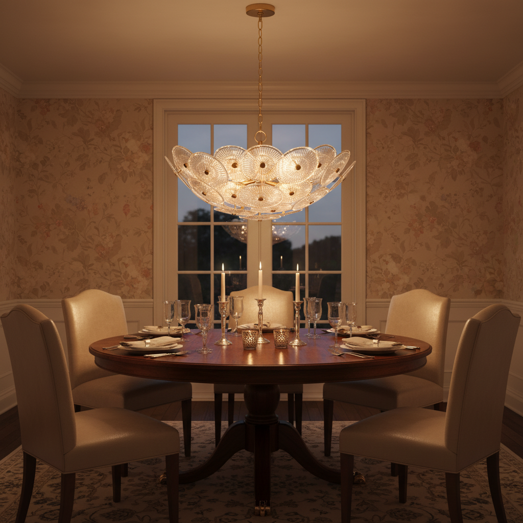 Riviko Veridian Bloom Chandelier - formal American dining room