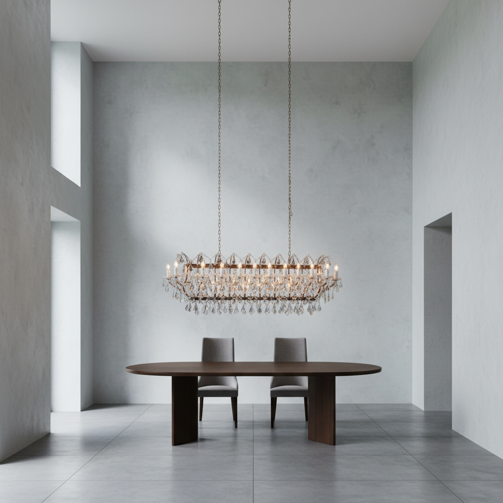 Riviko Regal Grandeur Rectangular Chandelier - Background Shot