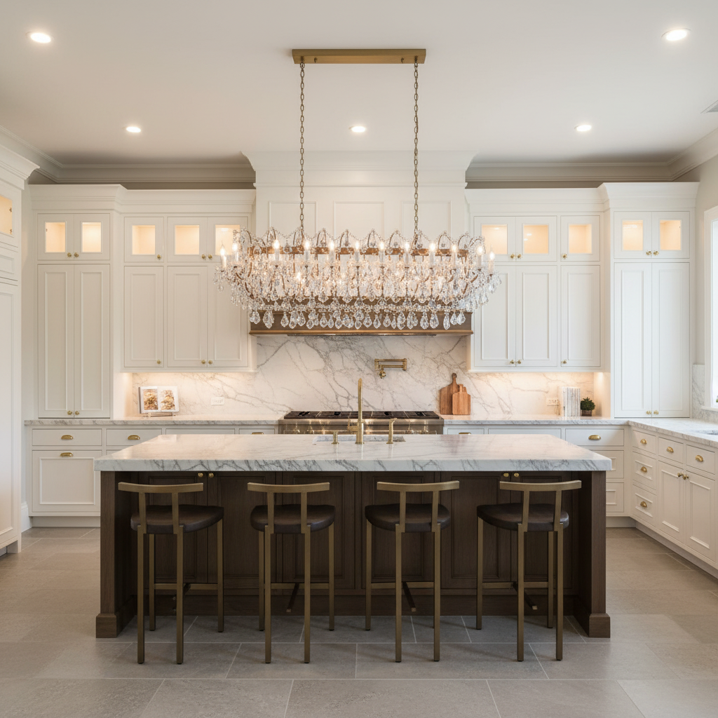Riviko Regal Grandeur Rectangular Chandelier - upscale American kitchen