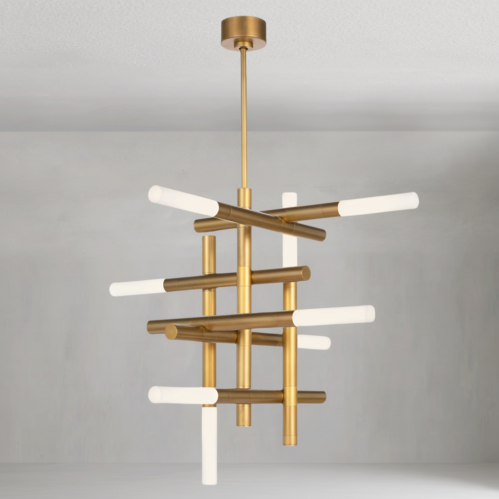 Riviko Geometric Horizon Brass Chandelier - Background Shot