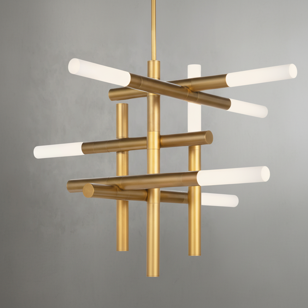 Riviko Geometric Horizon Brass Chandelier - Background Shot