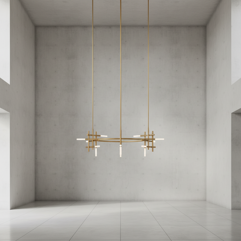 Riviko Geometric Horizon Brass Chandelier - Background Shot