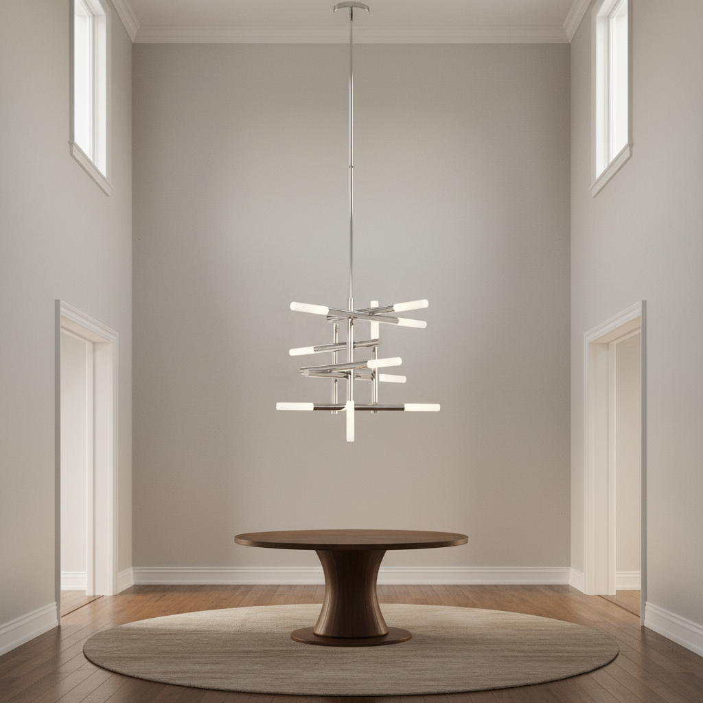 Riviko Geometric Horizon Brass Chandelier - Background Shot