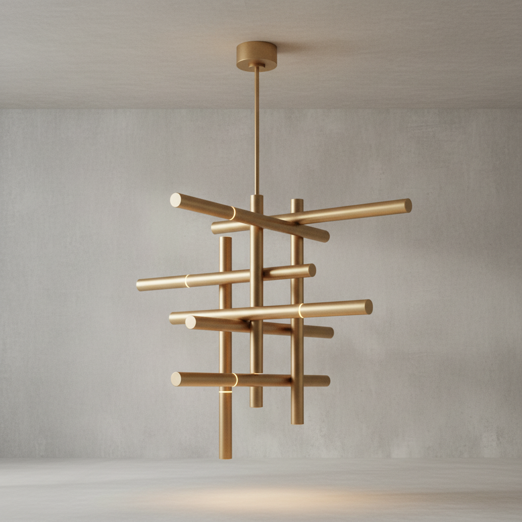 Riviko Geometric Horizon Brass Chandelier - Background Shot
