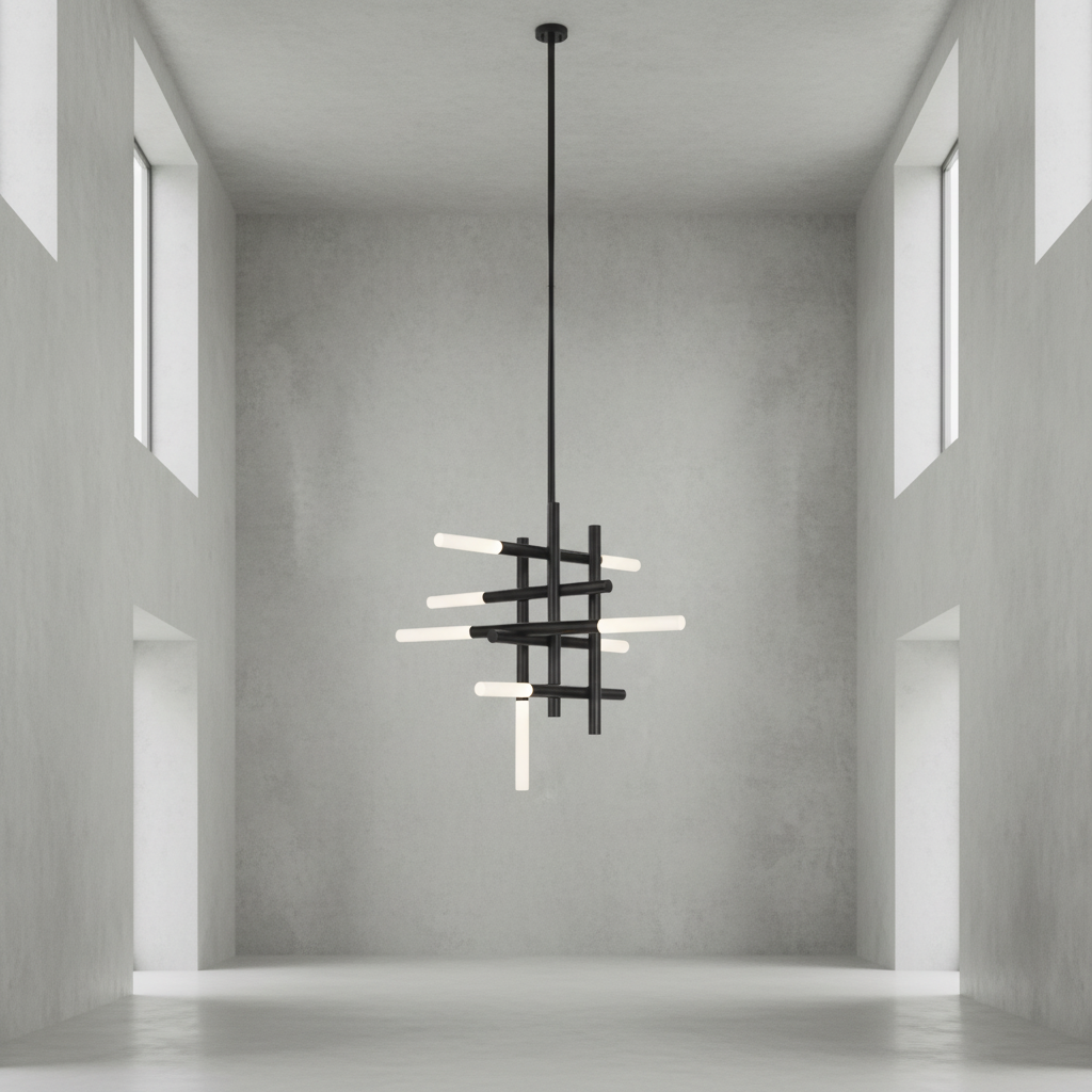 Riviko Geometric Horizon Brass Chandelier - Background Shot