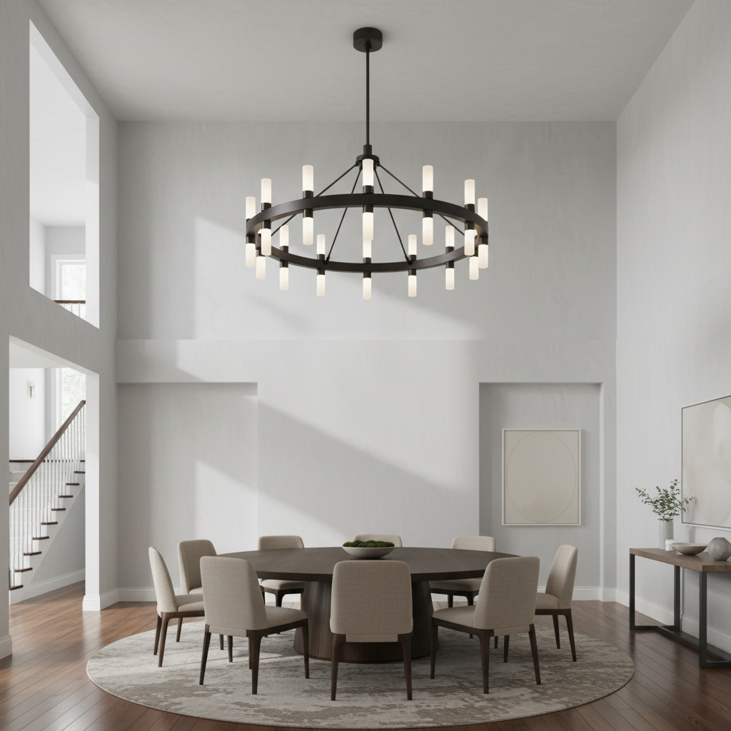 Riviko Geometric Horizon Brass Chandelier - Background Shot