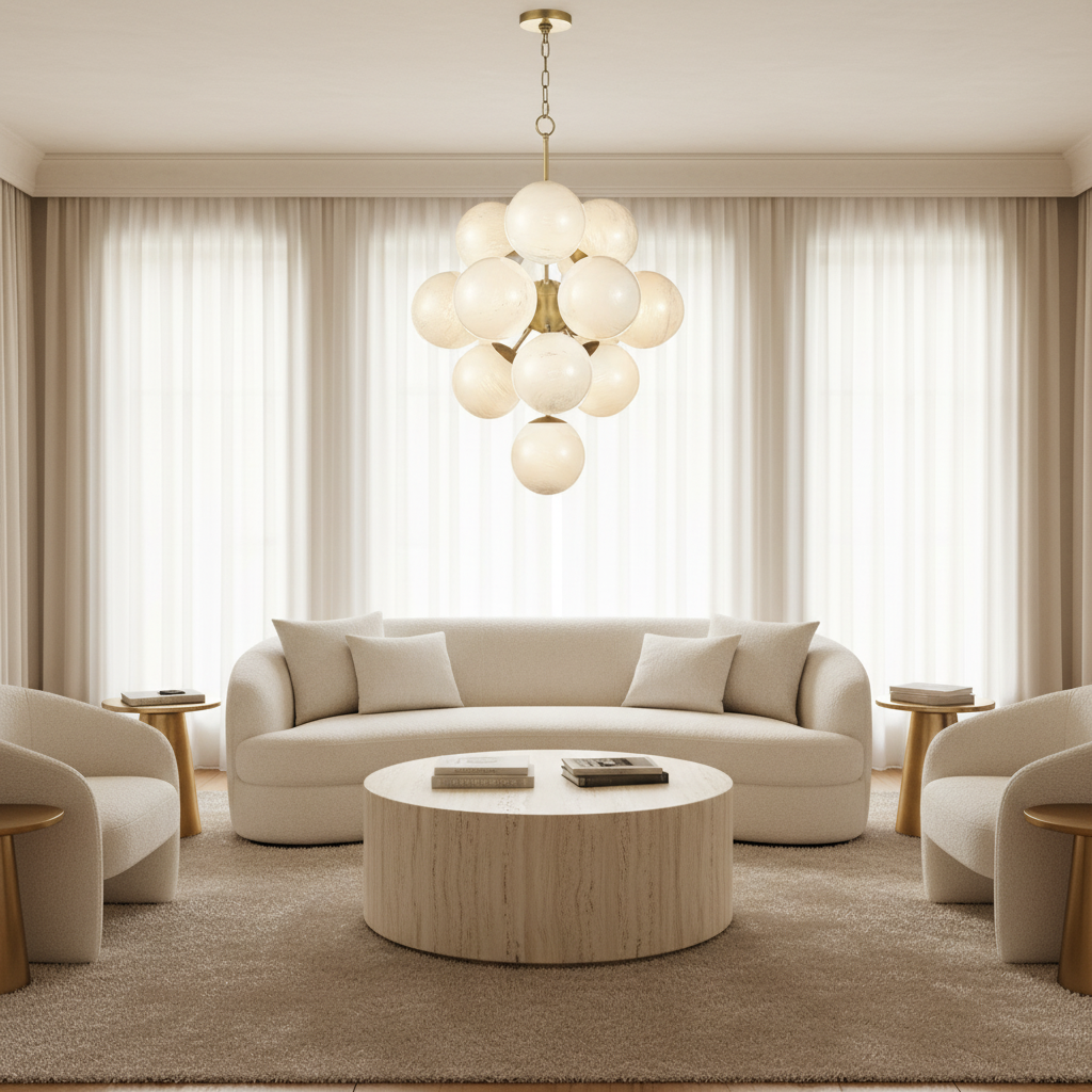 Riviko Aura Swirl Glass Grand Chandelier - sophisticated American living room
