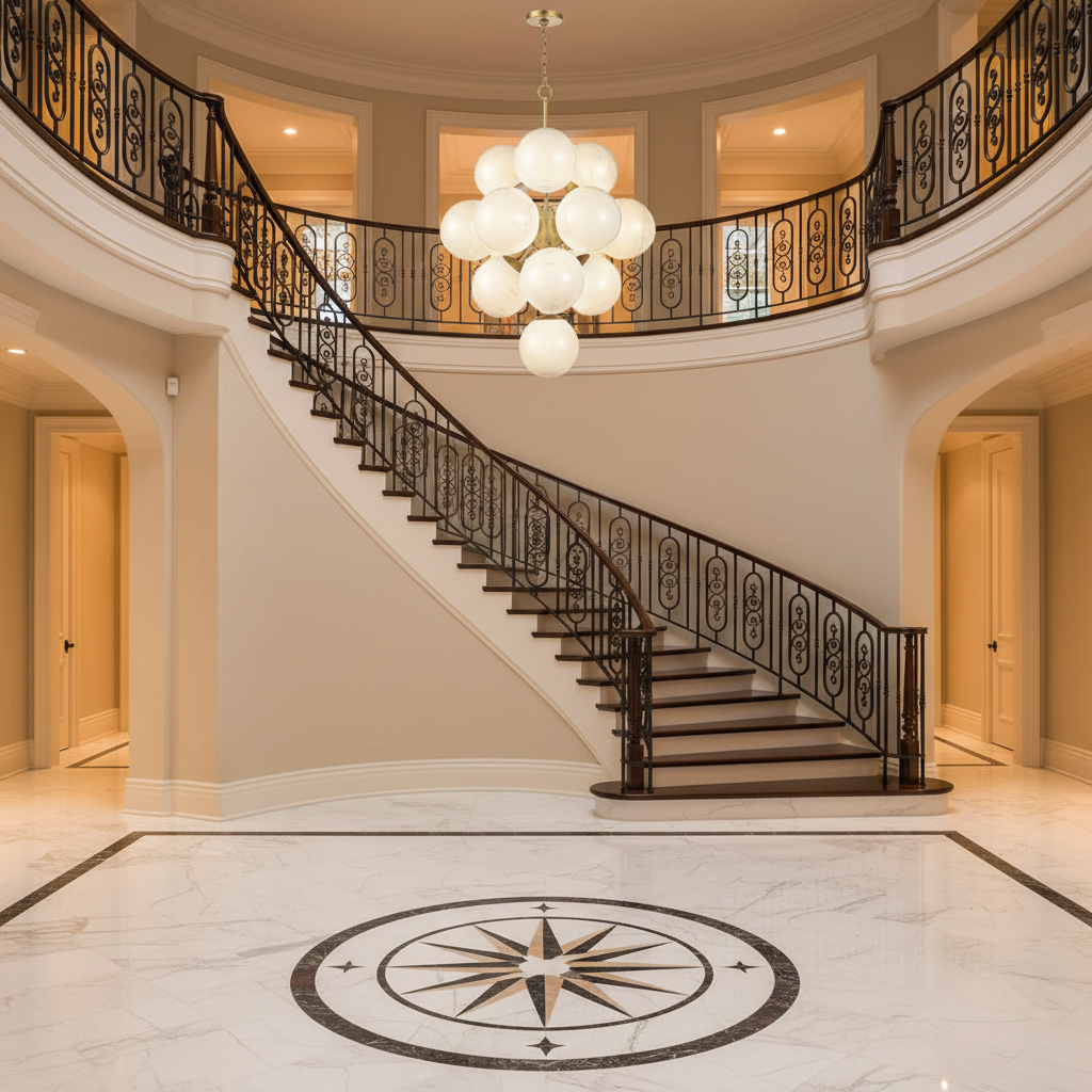 Riviko Aura Swirl Glass Grand Chandelier - grand American foyer with two-story ceiling