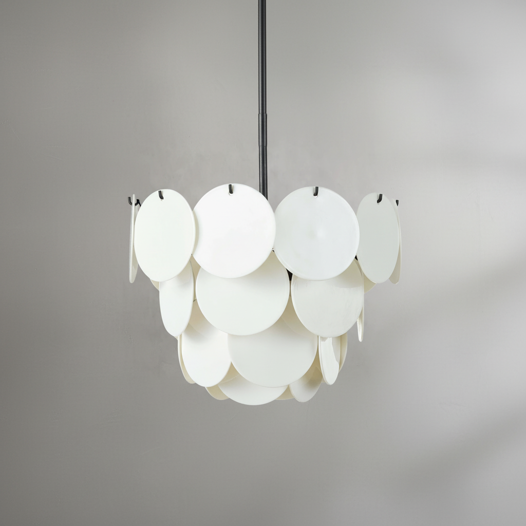 Riviko Aura Cascade White Glass Chandelier - Background Shot