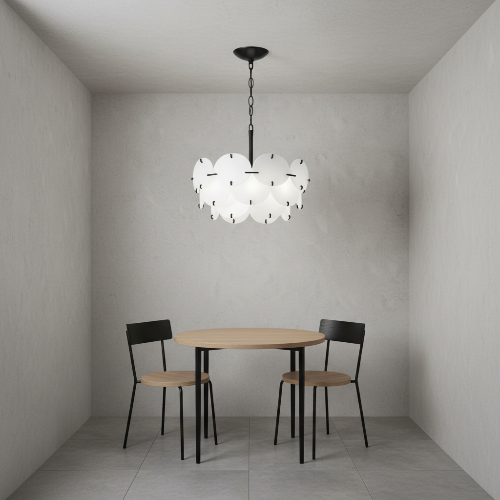 Riviko Aura Cascade White Glass Chandelier - Background Shot