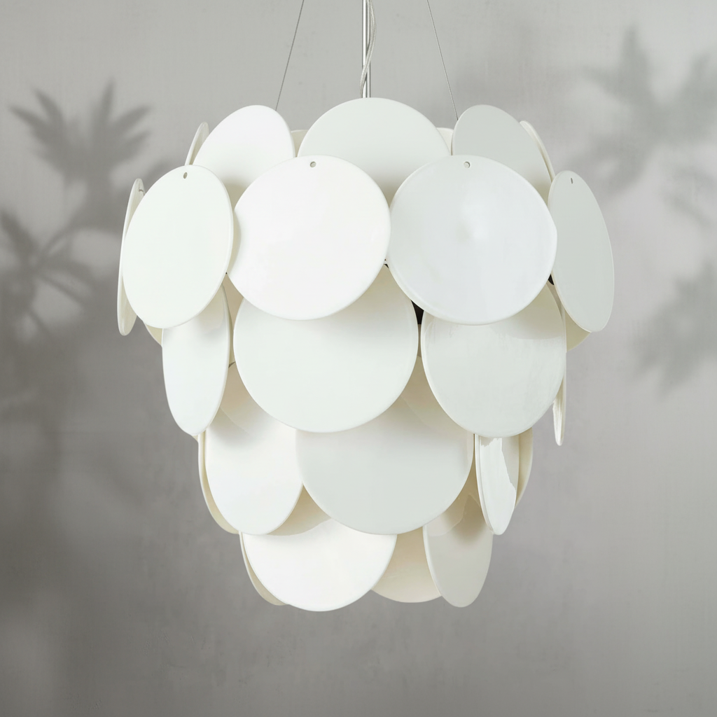 Riviko Aura Cascade White Glass Chandelier - Background Shot