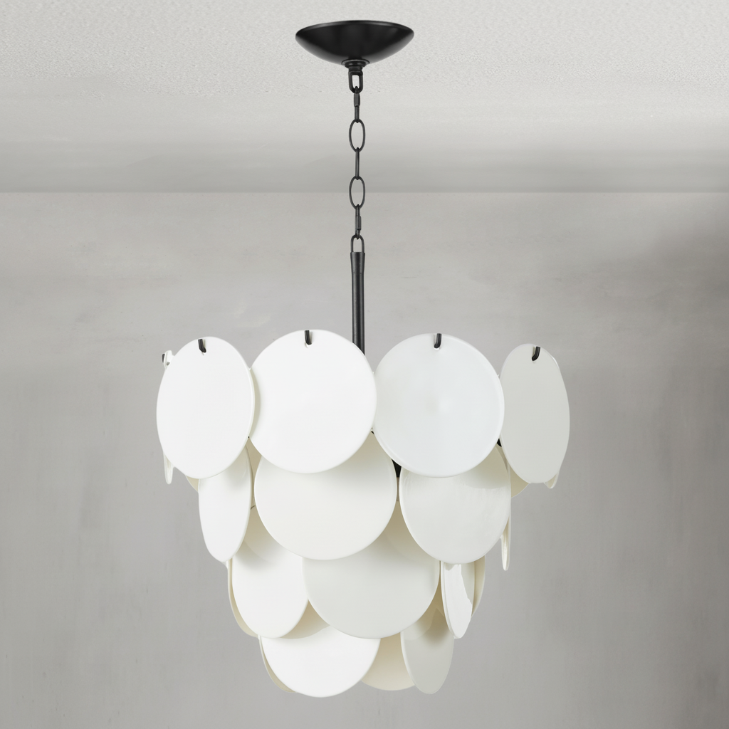 Riviko Aura Cascade White Glass Chandelier - Background Shot