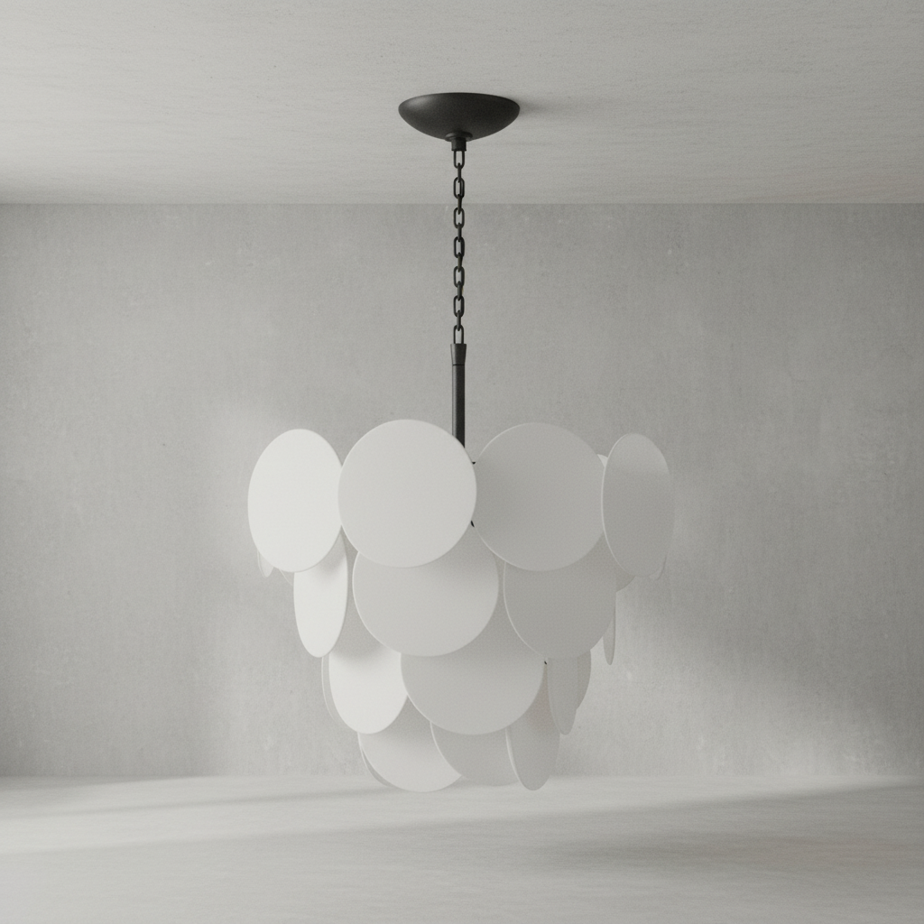 Riviko Aura Cascade White Glass Chandelier - Background Shot