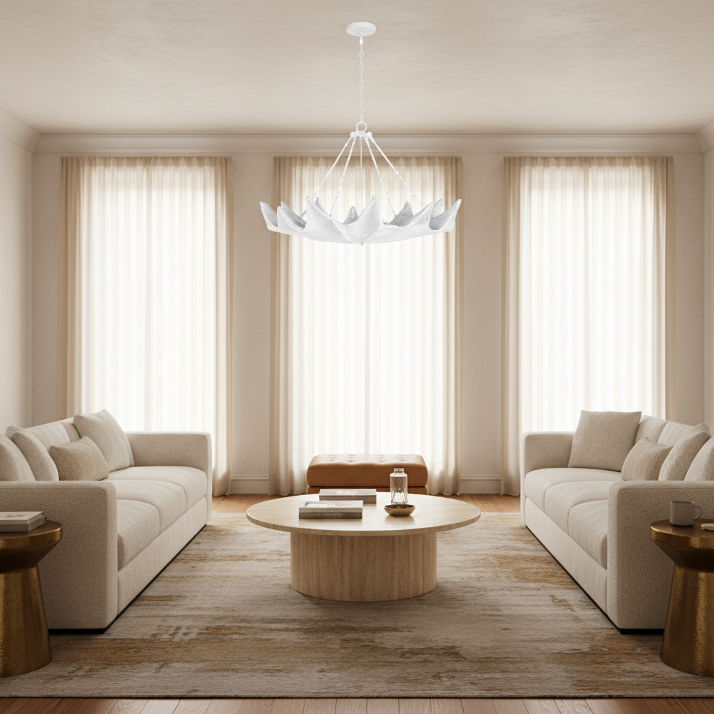 Riviko Coastal Bloom Sculptural Chandelier - sophisticated American living room