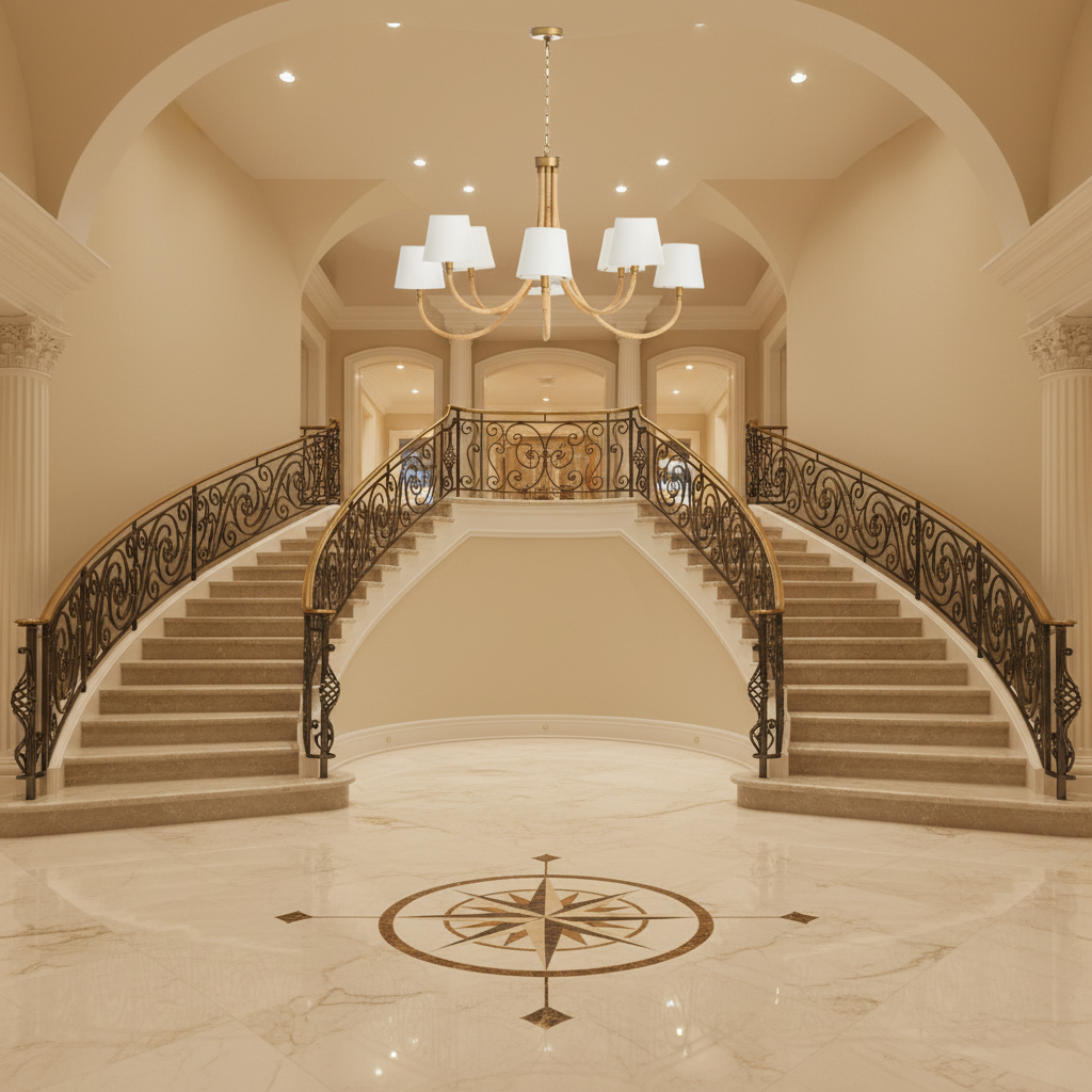 Riviko Coastal Weave 8-Light Chandelier - grand American foyer with two-story ceiling