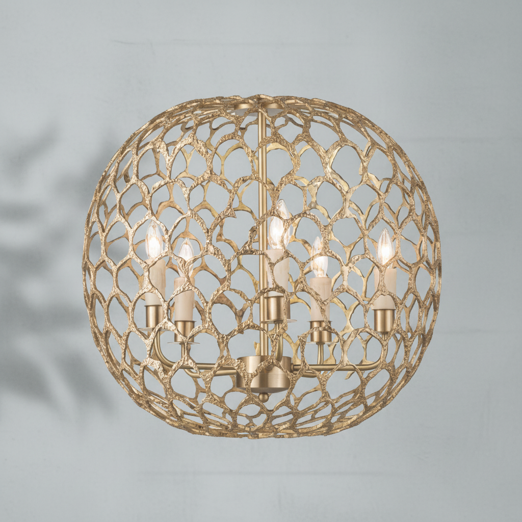 Riviko Radiant Brass Ethereal Chandelier - Background Shot
