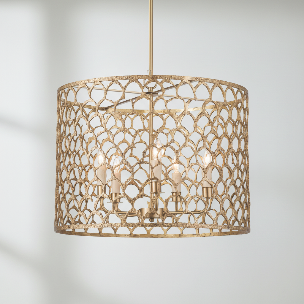 Riviko Radiant Brass Ethereal Chandelier - Background Shot
