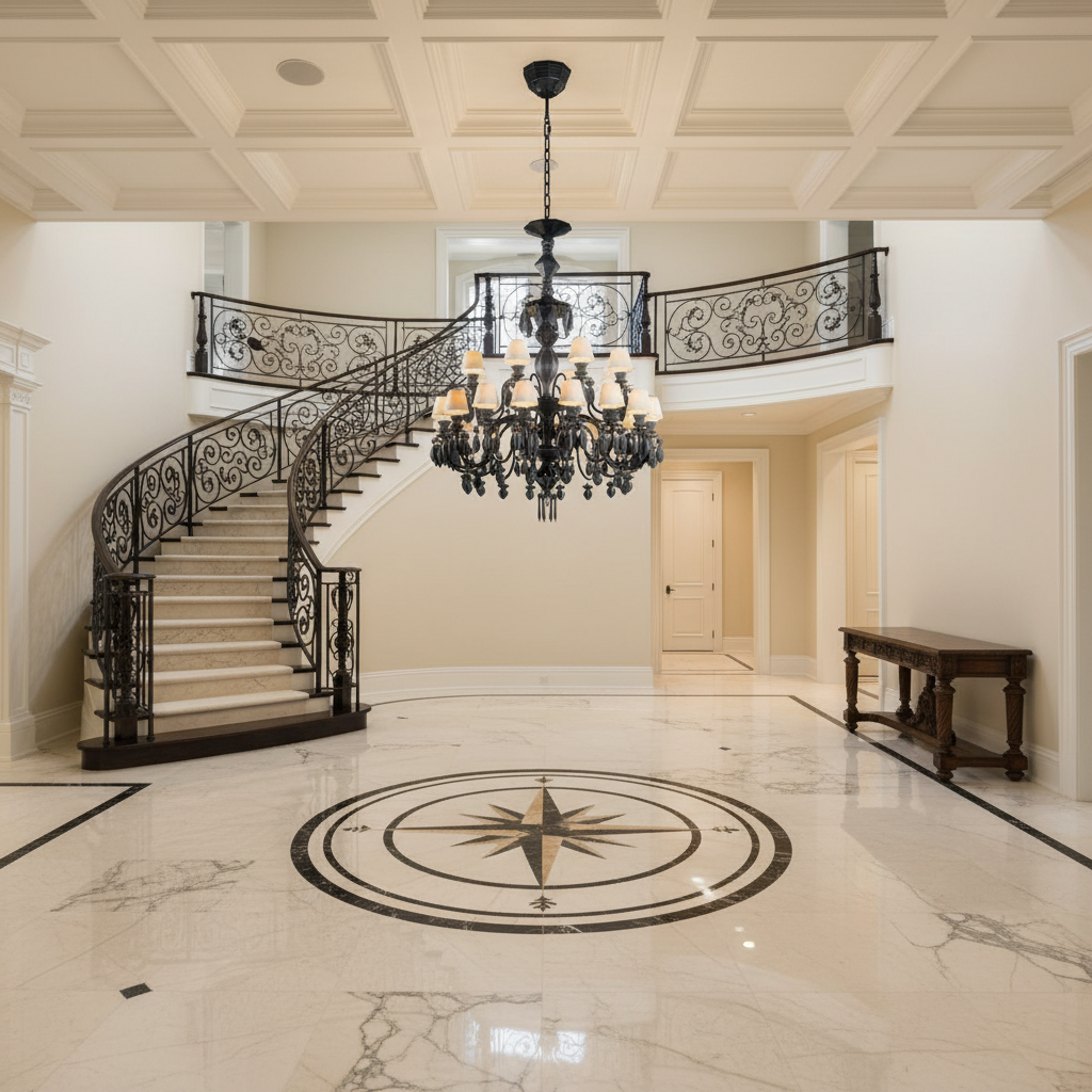 Riviko Midnight Bloom 24-Light Chandelier - grand American foyer with two-story ceiling