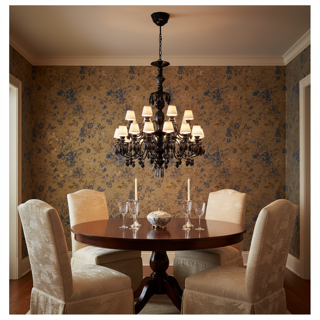 Riviko Midnight Bloom 24-Light Chandelier - formal American dining room