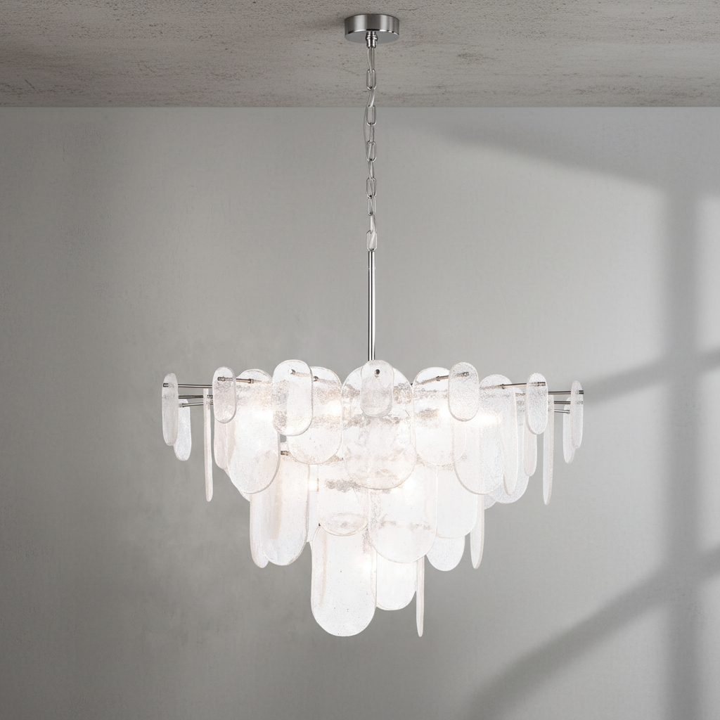 Riviko Radiant Cascade Polished Nickel Chandelier - Background Shot