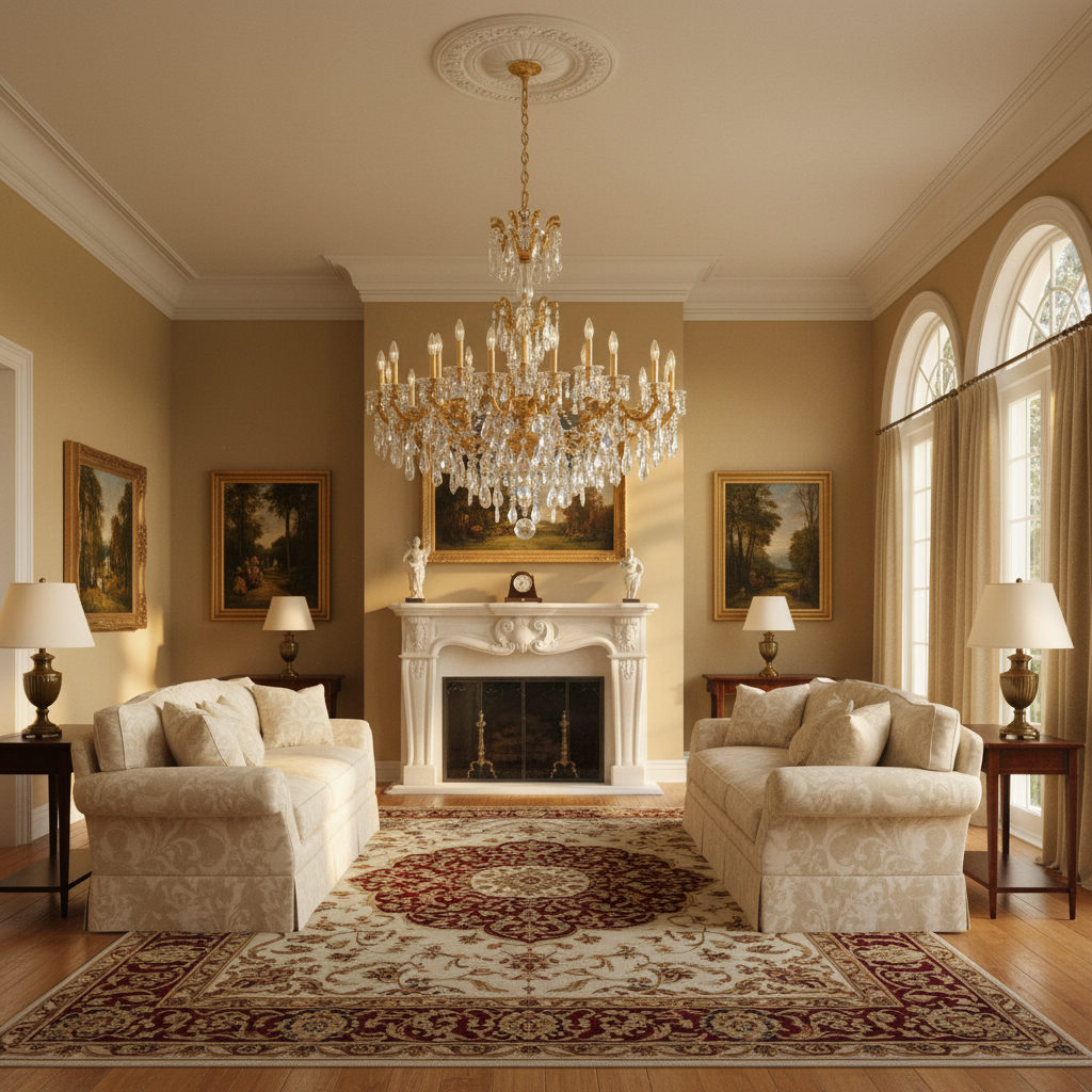 Riviko Opulent Bloom Grand Chandelier 46" - American formal living room with 12-foot ceilings