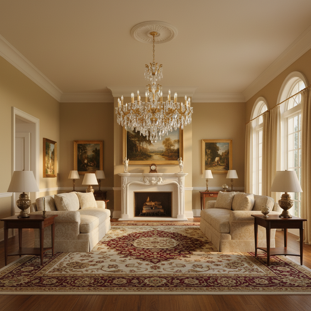 Riviko Opulent Bloom Grand Chandelier 46" - American formal living room with 12-foot ceilings
