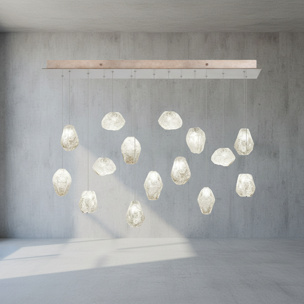 Riviko Veridian Bloom Quartz Chandelier - Background Shot