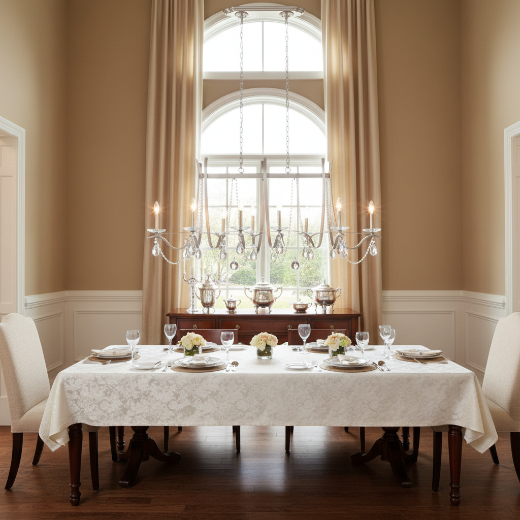 Riviko Blossom Cascade Long Chandelier - American transitional dining room